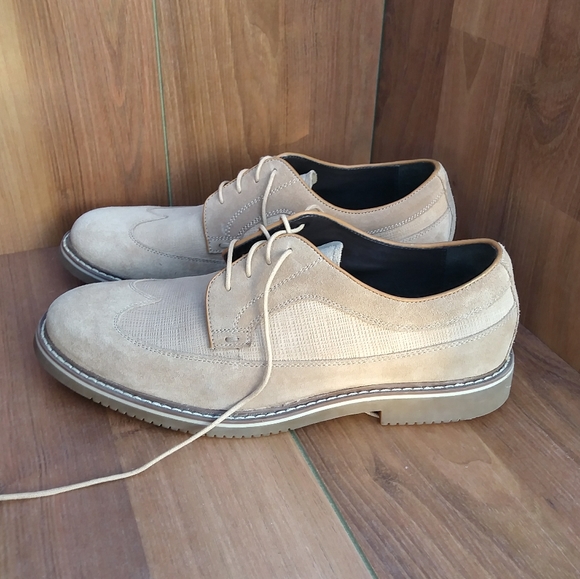 SAKS FIFTH AVENUE GERE TAN SUEDE OXFORD LACE UP MEN SHOE 8.5M - Picture 4 of 8